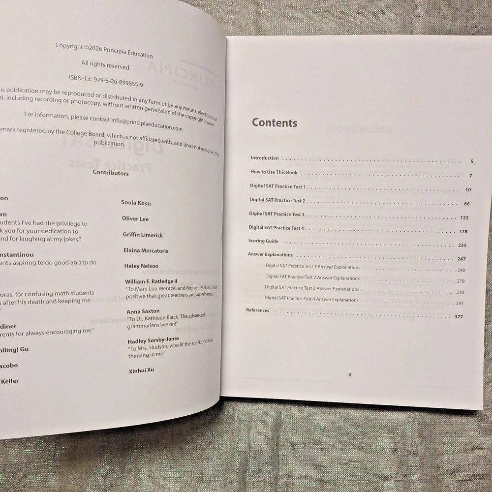 Principia Education Digital SAT Prep 2026 Edition Four Full Practice Tests Paper